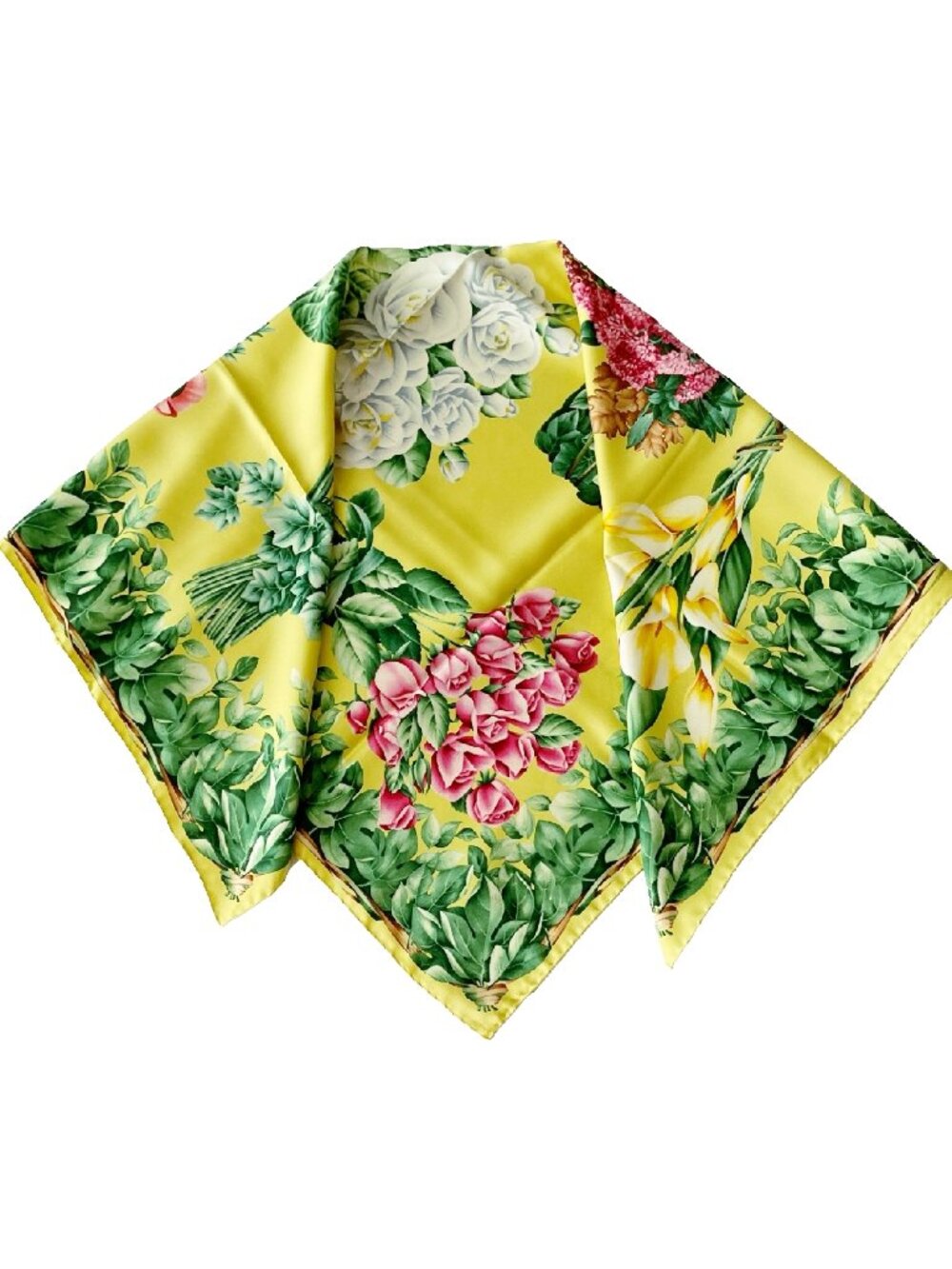 Vintage Gucci Silk Floral Bouquets Scarf
